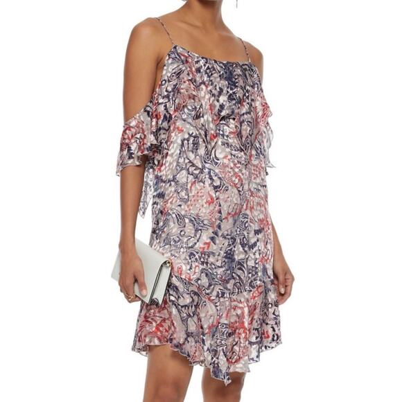 IRO Beverley Silk Blend Velvet Burnout Drapey Mini Dress 34 US 2 XS - Picture 3 of 10